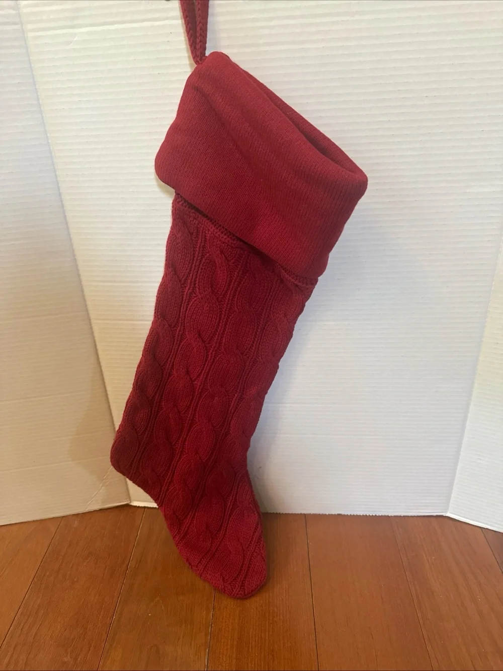 Pottery Barn cable Knit 26” Christmas Stocking NWOT